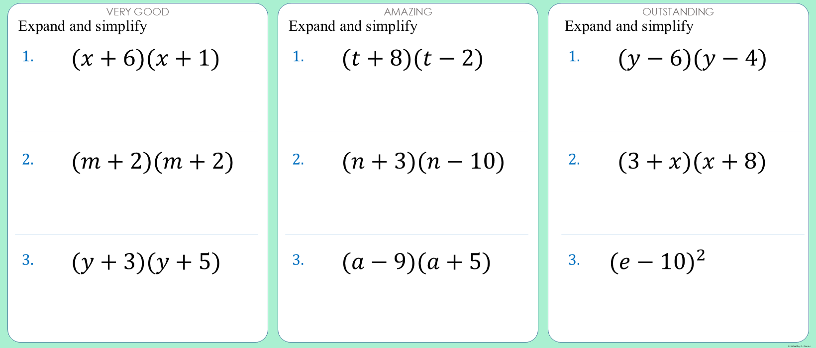 Expanding brackets - 10 - Double 1