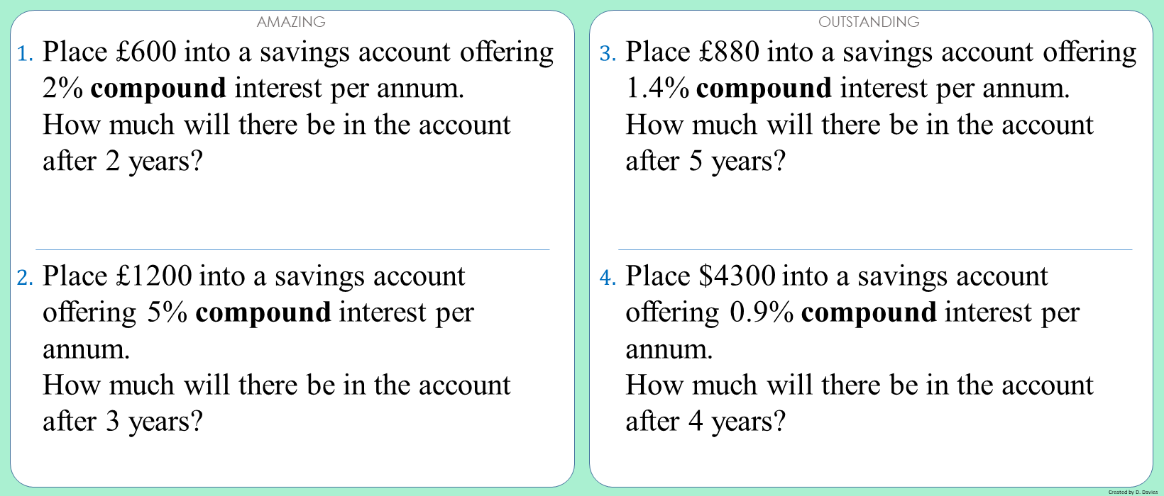 Percentages - 20 - Compound interest 2